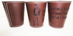 John Wayne- Leather Wrapped Shot Glass
