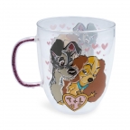Lady & the Tramp Glass w/ Glitter Handle