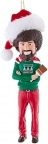 Bob Ross w Santa Hat Ornament