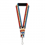 Wonder Woman Pose Stripes & Stars Lanyard
