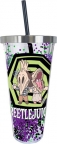 Beetlejuice- Adam & Barbara Glitter Cup + Straw