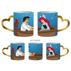 The Little Mermaid- Ariel Shaped Handle Foil 14oz Ceramic Mug – 2 Pack