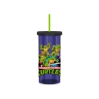 TMNT Group Retro Logo Cup with straw