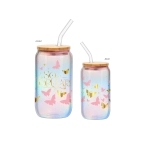 Wicked- Glinda 16 oz Glass with Glass Straw