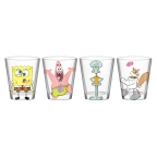 Spongebob Facial Expressions Characters 4pc 1.5oz Mini Glass