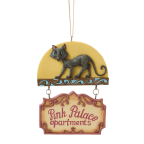 Jim Shore: Coraline- Black Cat Pink Palace Sign Ornament