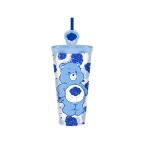 Grumpy Bear Pose Cloud Hearts Glitter 24oz Plastic Cold Cup with Straw