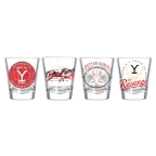 Yellowstone Multi Badge 4pc. 1.8oz. Mini Glass Set 4x1
