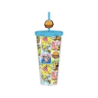 Spongebob Comic Panels 24oz Plastic Cold Cup w/ Lid & Topper with Straw